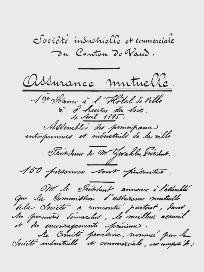 Premier procès-verbal de la Mutuelle, 4 avril 1895